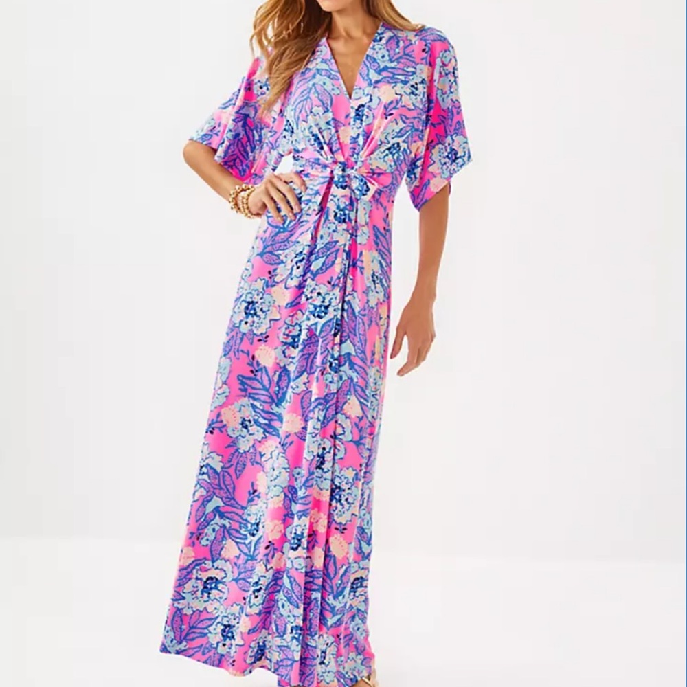 Lilly Pulitzer Wisteria elbow sleeve Maxi Dress size 2
